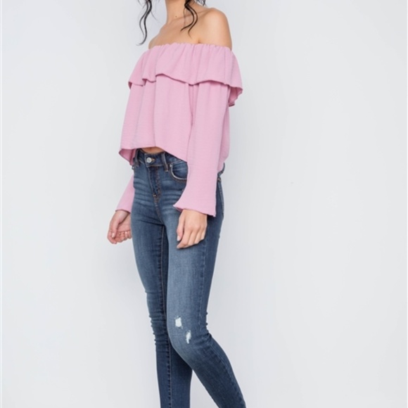 BLUSH OFF-THE-SHOULDER BELL SLEEVE TOP - Picture 4 of 4